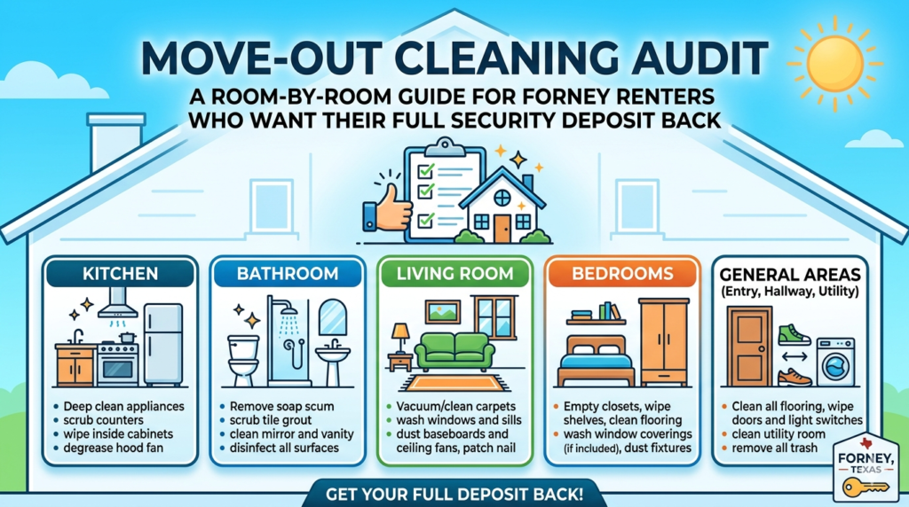 Move-Out Cleaning Audit: A Room-by-Room Guide for Forney Renters Who Want Their Full Security Deposit Back
