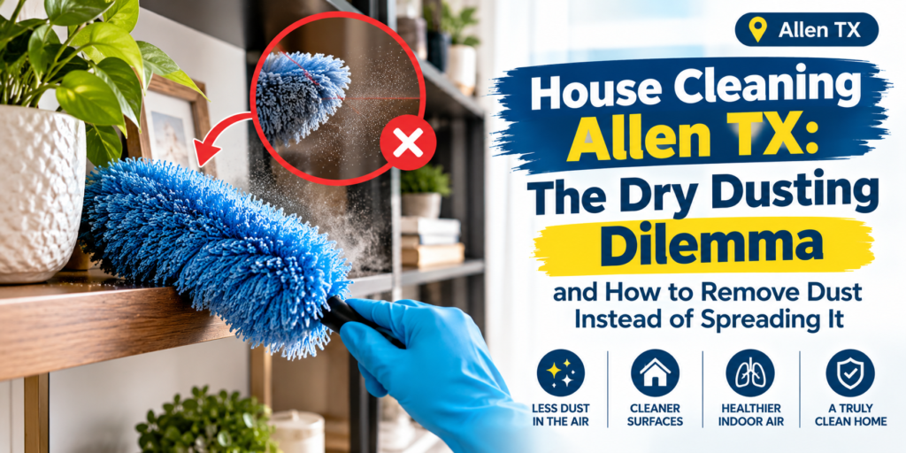 House Cleaning Allen TX: The Dry Dusting Dilemma and How to Remove Dust Instead of Spreading It